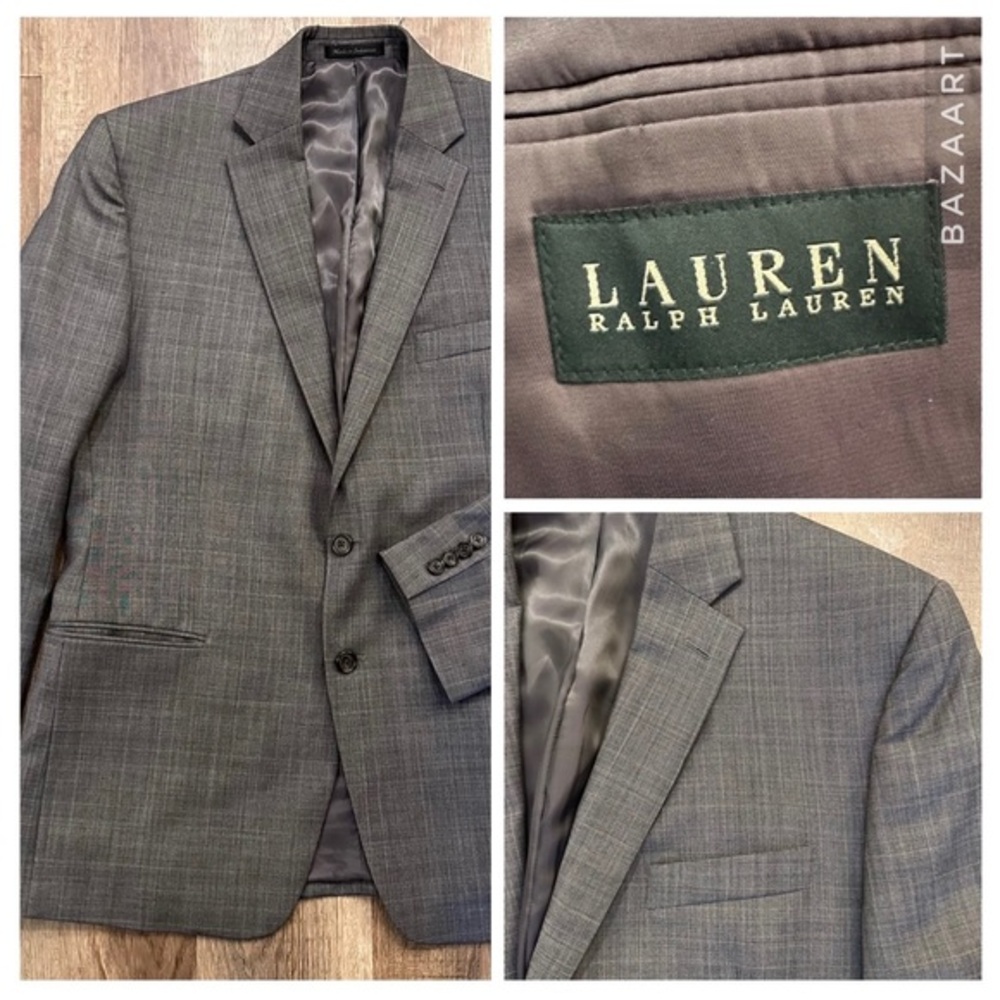 ￼￼ Lauren ￼Ralph Lauren￼ 100% Wool Sports￼ Coat￼ Gray ￼Plaid‎ Blazer￼ Size ￼42R